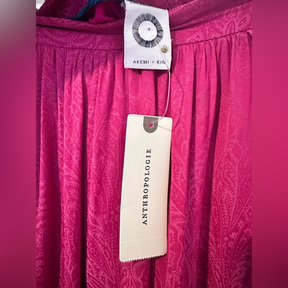 NWT Anthropologie Akemi + Kin Paros Maxi Skirt Raspberry Pink Paisley Boho - Picture 6 of 7